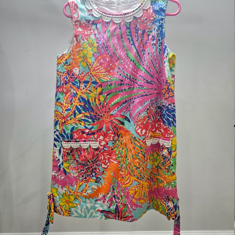 Lilly Pulitzer Bright Pink Multicolor Tropical Shift Dress